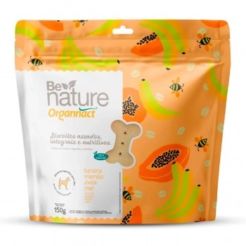 Biscoitos Be Nature Cães Sabor Banana, Mamão, Aveia e Mel 150g - Organnact