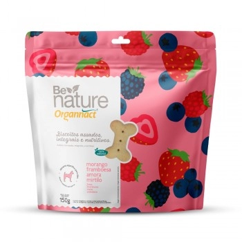 Biscoitos Be Nature Cães Sabor Morango, Framboesa, Amora e Mirtilo 150g - Organnact