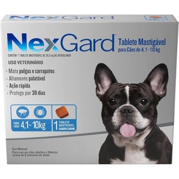 Antipulgas e Carrapatos NexGard 28,3mg para Cães de 4,1 a 10Kg - Boehringer