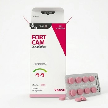 Anti-inflamatório Fort Cam 0,5mg para Cães e Gatos 10 Comprimidos - Vansil