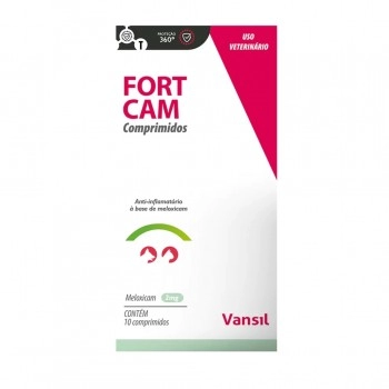 Anti-inflamatório Fort Cam 2,0mg para Cães e Gatos 10 Comprimidos - Vansil