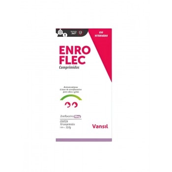 Antimicrobiano Enro Flec para Cães e Gatos com 10 Comprimidos de 50mg - Vansil