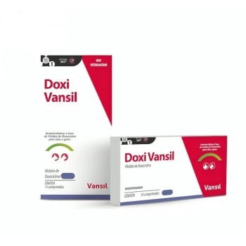 Antimicrobiano Doxi Vansil Para Cães E Gatos 50mg 14 Comprimidos - Vansil