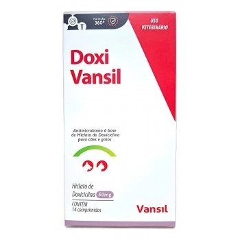 Antimicrobiano Doxi Vansil Para Cães E Gatos 50mg 14 Comprimidos - Vansil