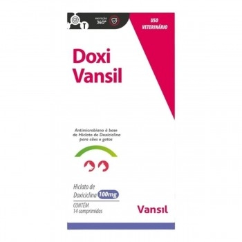 Antimicrobiano Doxi Vansil Para Cães E Gatos 100mg 14 Comprimidos - Vansil