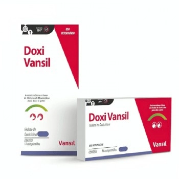 Antimicrobiano Doxi Vansil Para Cães E Gatos 100mg 14 Comprimidos - Vansil