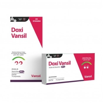 Antimicrobiano Doxi Vansil Para Cães E Gatos 200mg 14 Comprimidos - Vansil