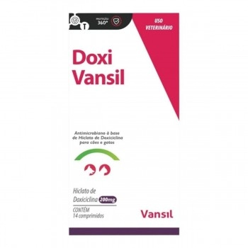 Antimicrobiano Doxi Vansil Para Cães E Gatos 200mg 14 Comprimidos - Vansil