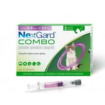 NexGard Combo Antiparasitário para Gatos 3 Unidades 0,8kg a 2,5kg - Boehringer
