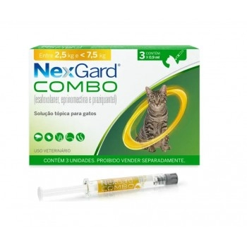 NexGard Combo Antiparasitário para Gatos 3 Unidades 2,5kg a 7,5kg - Boehringer
