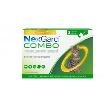 NexGard Combo Antiparasitário para Gatos 3 Unidades 2,5kg a 7,5kg - Boehringer