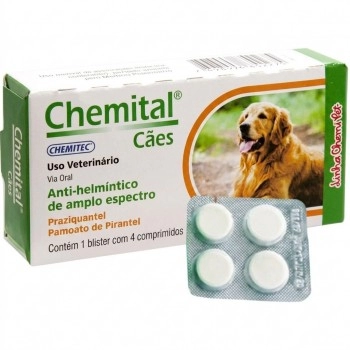 Chemital Vermífugos para Cães 4 Comprimidos Chemitec
