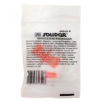 Scalp Estéril Descartável Infusão Intravenosa Laranja 25G - Solidor