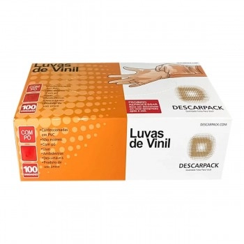Luva de Procedimento Vinil Lisa Tamanho M com Pó Caixa Com 100 Unidades - Descarpack