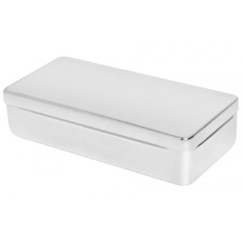 Estojo de Aço Inox Liso para Esterilização 26x12x6cm Fava