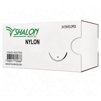 Fio de Sutura Nylon 2-0 45cm com Agulha Triangular 3/8 3,0cm - Shalon Medical
