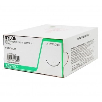 Fio de Sutura Nylon Sertix 0 45cm com Agulha Triangular 3/8 3,0cm - Shalon Medical