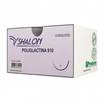 Fio de Sutura Poliglactina 910 3-0 com Agulha 3/8 3 70cm Shalon