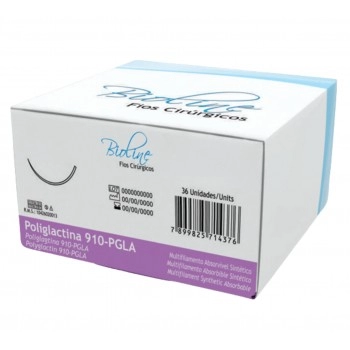 Fio de Sutura Poliglactina 910 6-0 com Agulha 1/2 1,5 70cm Bioline Fios Cirúrgicos