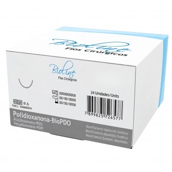 Fio de Sutura Polidioxanona BioPdo 3-0 com Agulha 1/2 2,0 70cm Bioline Fios Cirúrgicos