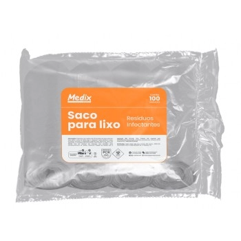 Saco Lixo Hospitalar Branco 30L Com 100 Unidades - Medix