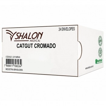 Fio de Sutura Catgut Cromado 3 sem Agulha 1,5m Shalon