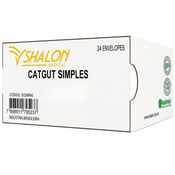 Fio de Sutura Catgut Simples 3 sem Agulha 1,5m Shalon