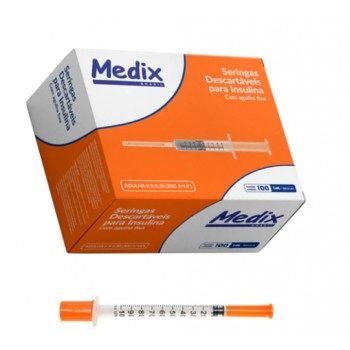 SERINGA 1ML (100UI) C/AG 8X0,3 - MEDIX