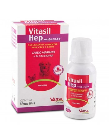 Vitasil Hep Suspensão Suplemento Alimentar Para Cães e Gatos 60ml Vansil