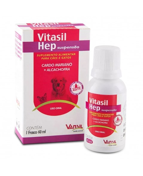 Vitasil Hep Suspensão Suplemento Alimentar Para Cães e Gatos 60ml Vansil