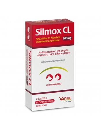 Silmox CL Antibiótico Para Cães e Gatos 300mg 10 Comprimidos Vansil