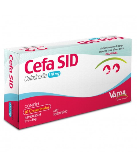 Cefa SID 110mg Antimicrobiano Cefadroxila para 5Kg 10 Comprimidos Vansil