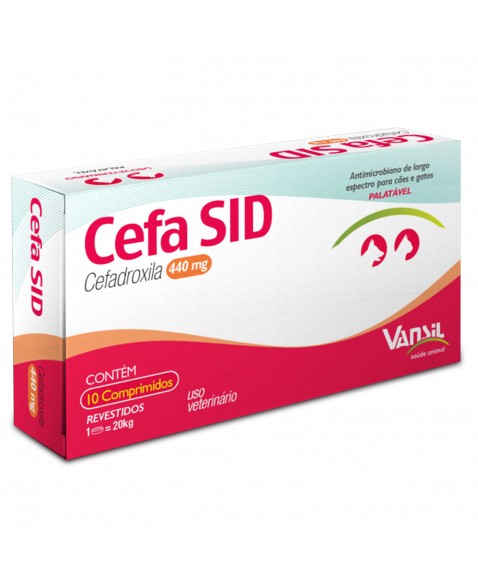 Cefa SID 440mg Antimicrobiano Cefadroxila para 20Kg 10 Comprimidos Vansil
