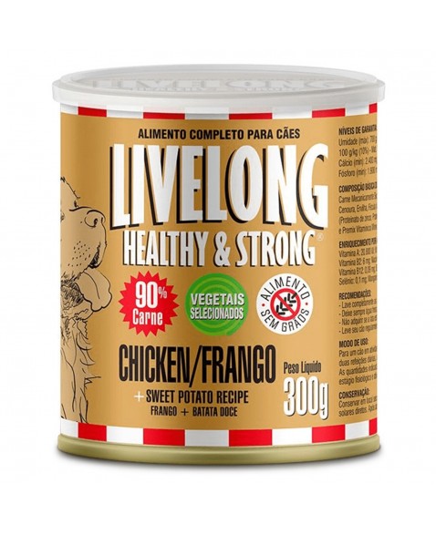 Lata De Alimento Chicken Para Cães Sabor Frango 300g Livelong