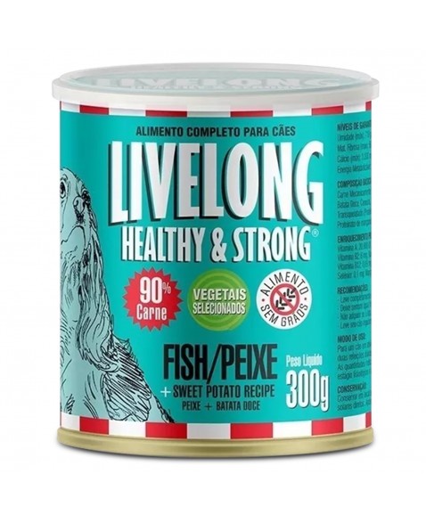 Lata De Alimento Fish Para Cães Sabor Peixe 300g Livelong