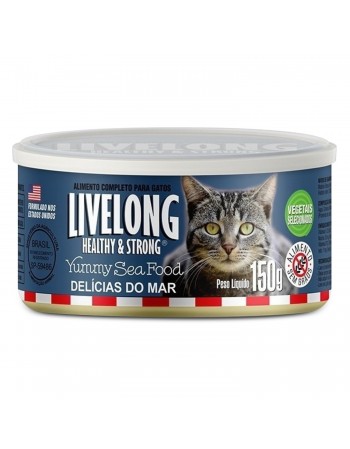Lata de Alimento Para Gatos Delícias do Mar 150g Livelong