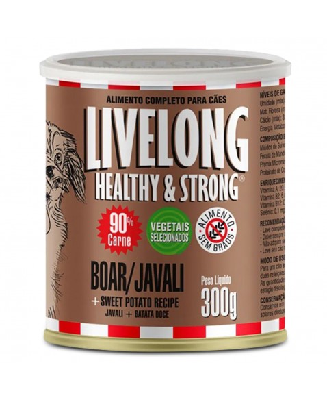 Lata De Alimento Boar Para Cães Sabor Javali 300g Livelong