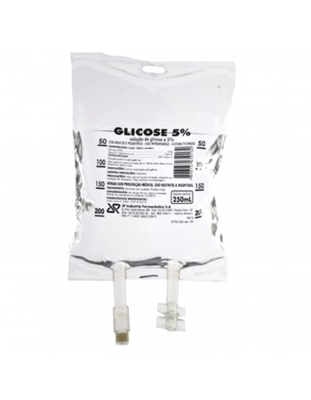 Bolsa de Soro Glicose Injetável 5% 250mL - JP
