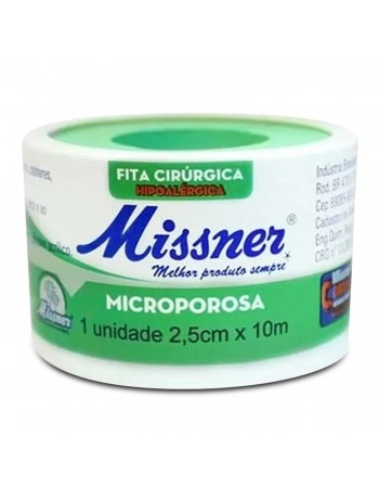 Fita Cirúrgica Microporosa Hipoalérgica 2,5cm x 10m Missner