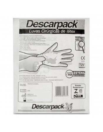Luva Cirúrgica de Látex Com Pó Tamanho 7.5 Par Descarpack