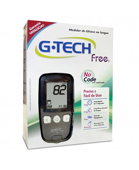 Medidor de Glicose G-Tech Free com Sistema No Code e Display LCD