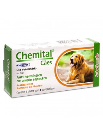 Chemital Vermífugos para Cães 4 Comprimidos Chemitec