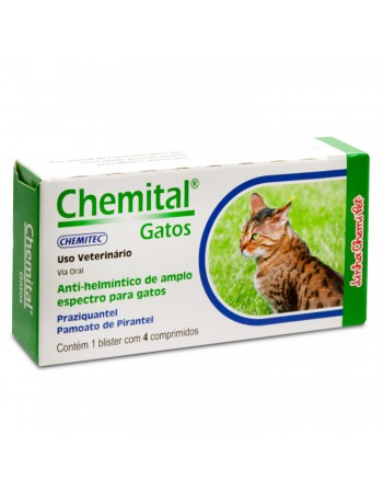 Chemital Vermífugos para Gatos com 4 Comprimidos Chemitec