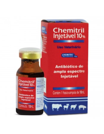 Chemitril Injetável 10% Antibiótico de Amplo Espectro 10ml Chemitec