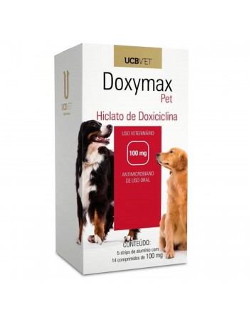 Doxymax Pet 100mg Hiclato de Doxiciclina Antimicrobiano com 70 Comprimidos UCB