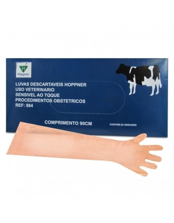 Luva Descartável para Inseminação Artificial 90cm 25 Unidades Hoppner
