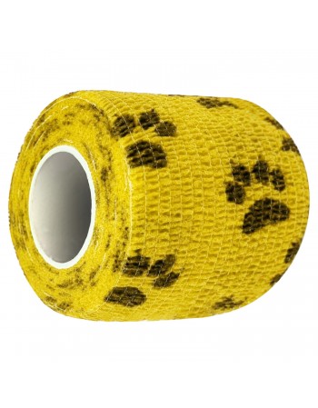 Bandagem Látex Elástica 5cm x 4,5m Amarelo com Patas Hoppner