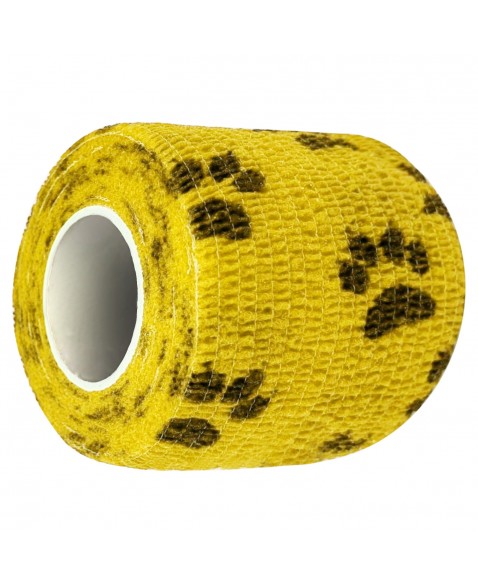 Bandagem Látex Elástica 5cm x 4,5m Amarelo com Patas Hoppner
