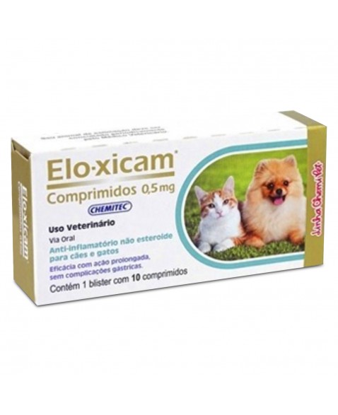 Elo-xicam Anti-Inflamatório para Cães e Gatos 0,5g com 10 Comprimidos Chemitec