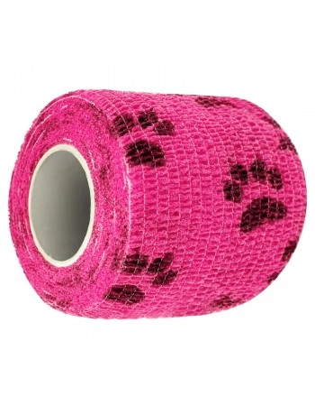 Bandagem Látex Elástica 5cm x 4,5m Rosa com Patas Hoppner